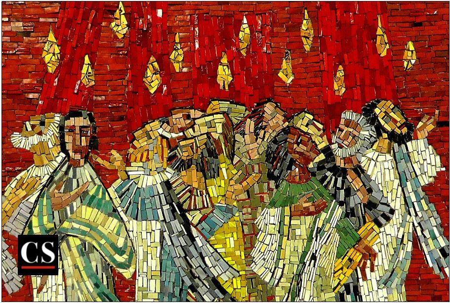 Mosaic - The Disciples Receiving the Holy Spirit with Tongues of Fire at Pentecost