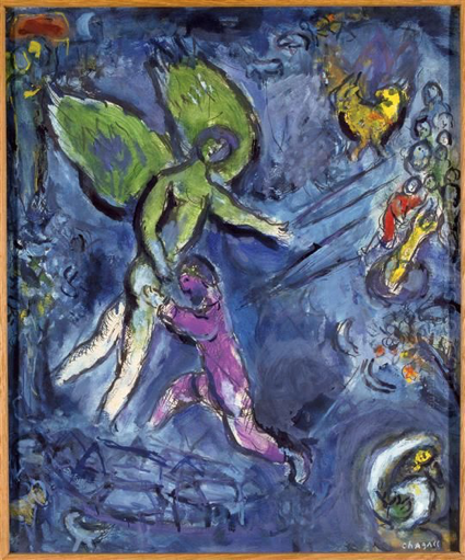 Jacob Wrestling with the Angel painting by Chagall