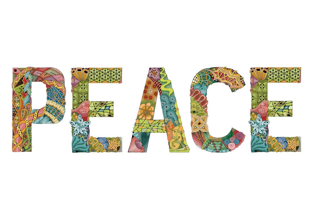 Colorful lettering of the word PEACE