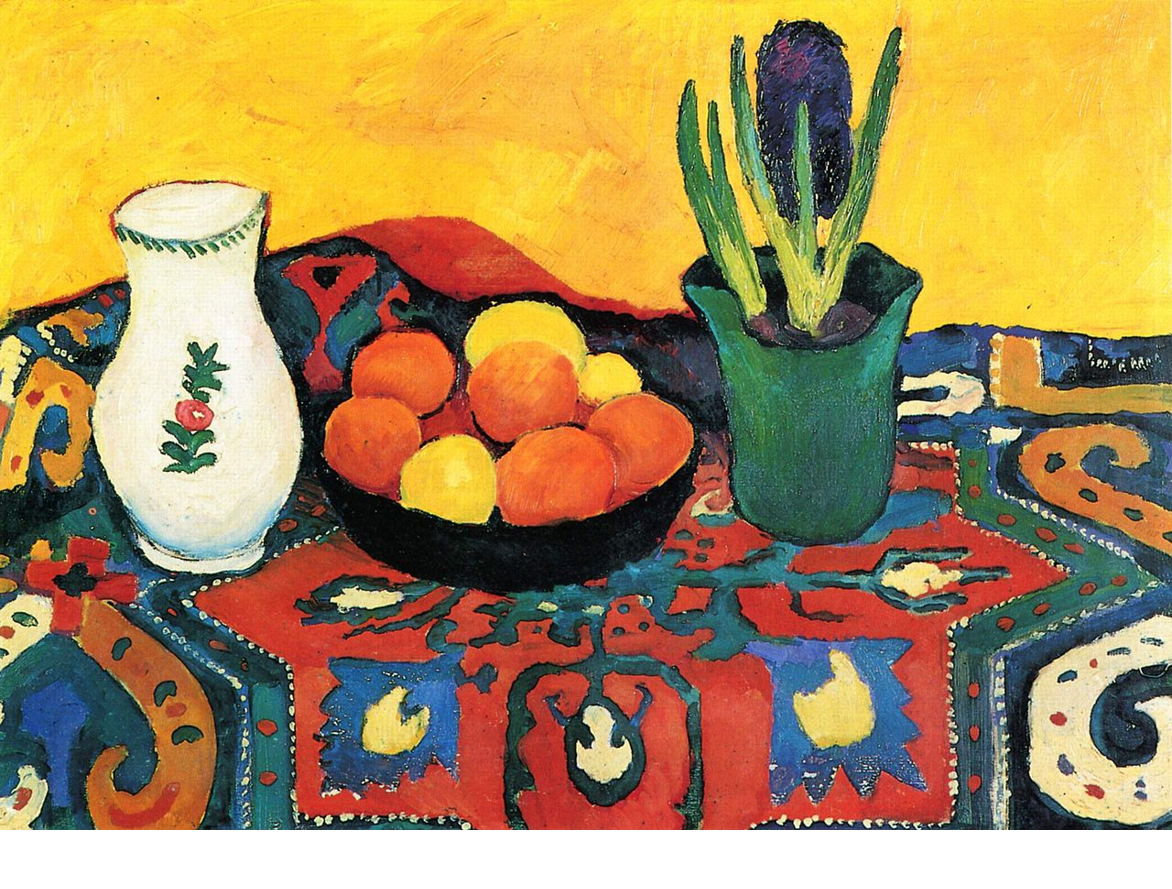 "Still Life with Hyacinths and Carpet" painting by August Macke