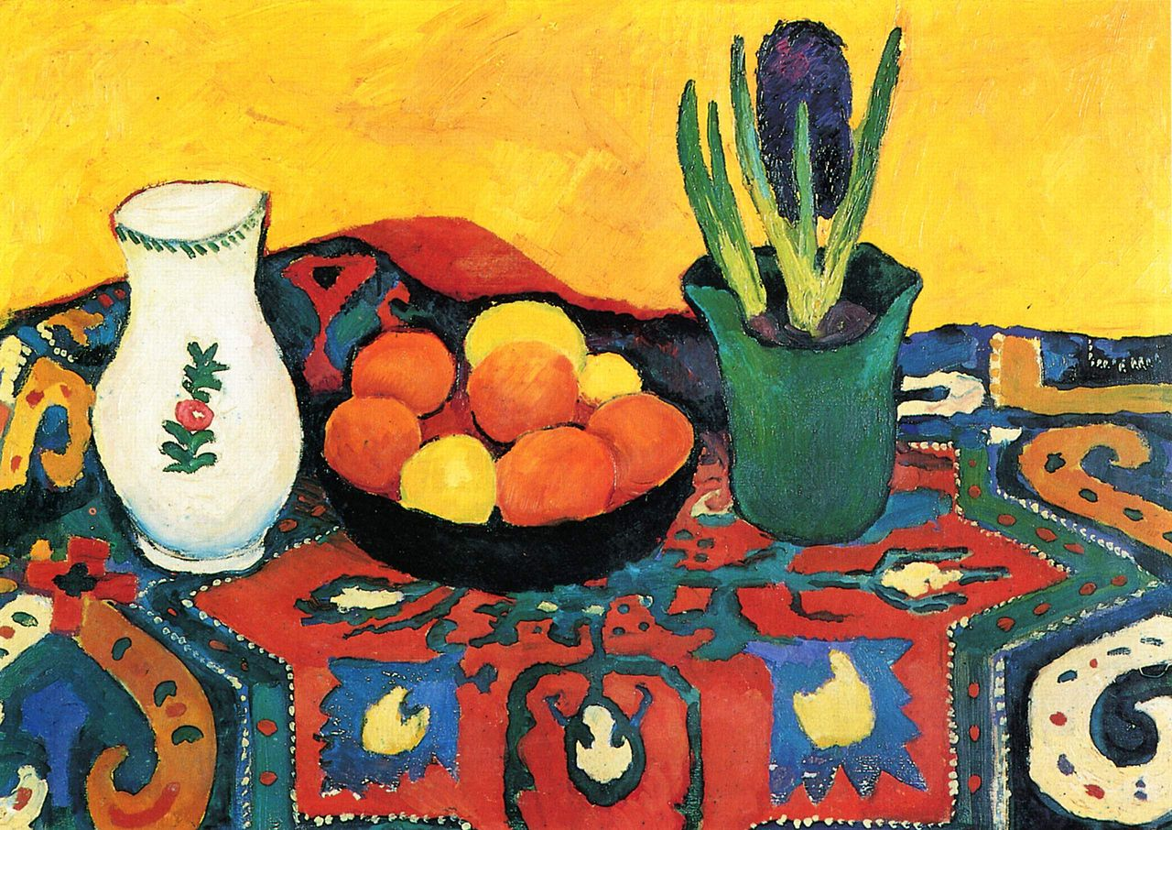 "Still Life with Hyacinths and Carpet" painting by August Macke