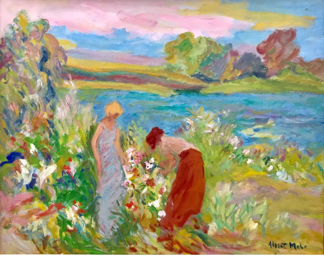 Painting "Tending the Flowers" painting by Albert Mohr